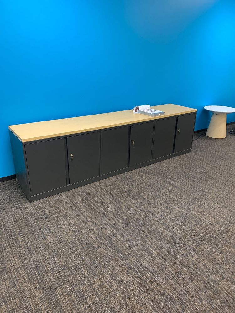 9' Triple storage cabinets short w/single top