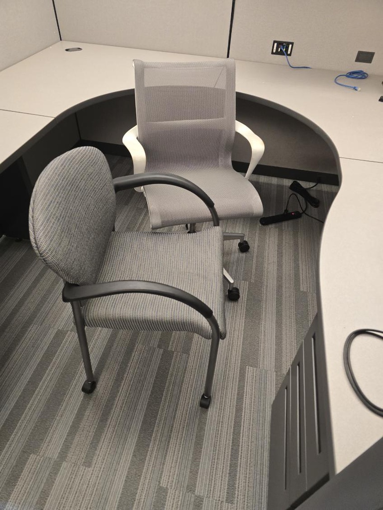Grey task chairs (white arms)
