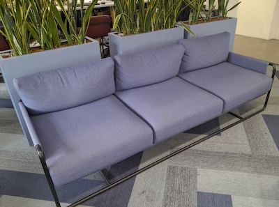 Blue fabric 3 seater sofa