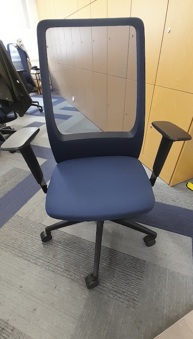 Blue fabric swivel chair