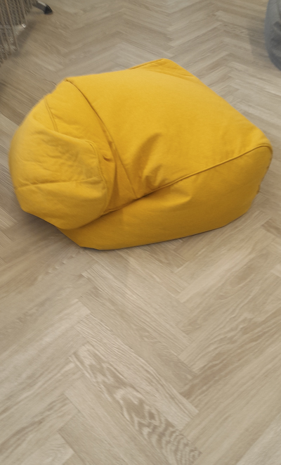 Yellow fabric bean bag