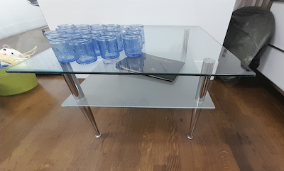 Square glass table 