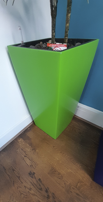Tall green square planter
