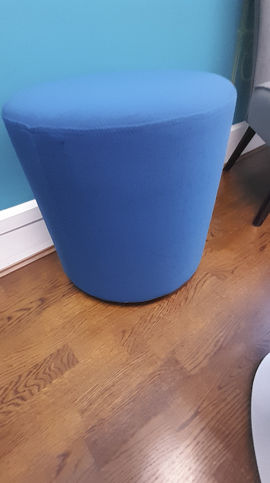 Blue fabric soft round fabric pouffe seat