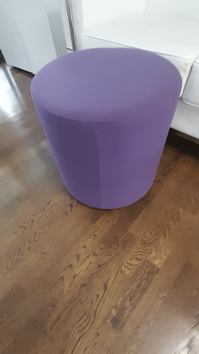 Purple fabric soft round fabric pouffe seat