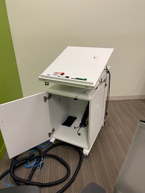 White Rolling Podium Cart