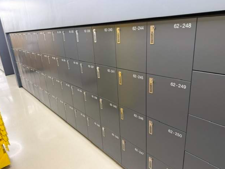 Lockers. Gray metal w/4 doors