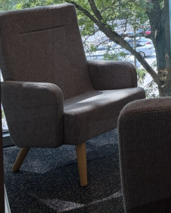 Grey wingback chairs