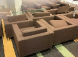 Sofa (Single Seater) 
Brown fabric upholstery
Chromed leg base
