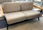 Sofa (2-Seater)
Grey fabric upholstery
Wooden armrests
Black frame &amp; 4-legs base