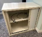 Essen Low Roller Shutter Door Cabinet
Adjustable shelf
White steel finish