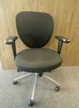 Office Chair
Black mesh backrest &amp; fabric seatrest
Adjustable arms
5-star chrome based on castors