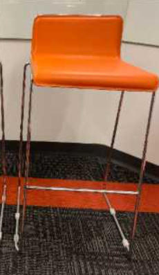 AC Forster High Chair
Orange vinyl upholstery
Metal wired frame