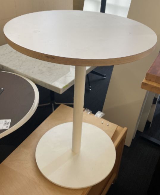 23.5" Diameter White wood round table