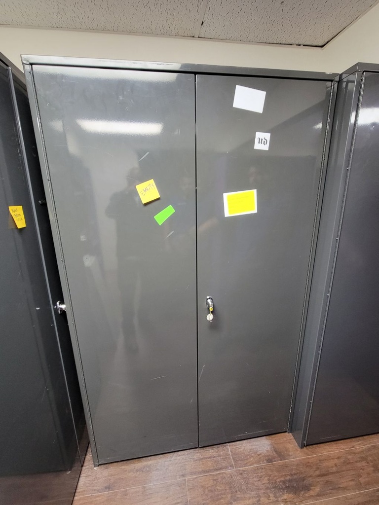 Storage Cabinet, 2-Doors gray metal material, 42" x 18" x 46"Ht