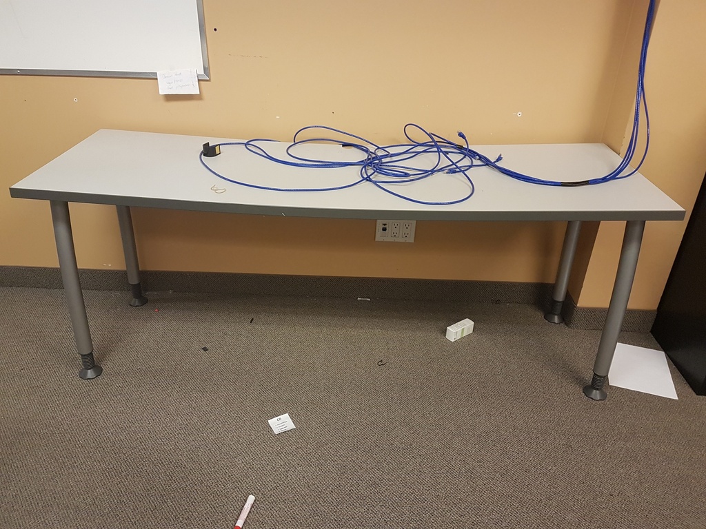 Table, white top, grey leg