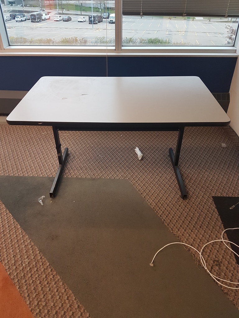 Table, white top, black leg