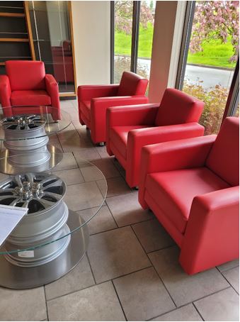Red Lobby Chairs 2 - 31"x29"x33"