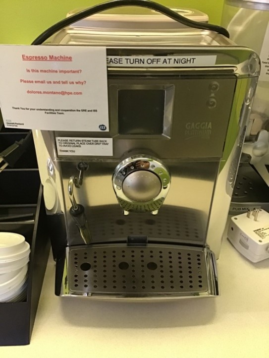 Espresso machine (15”L x 15”W x 15”H)