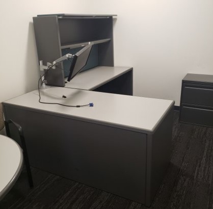 Desk - L-Shaped, With Overhead