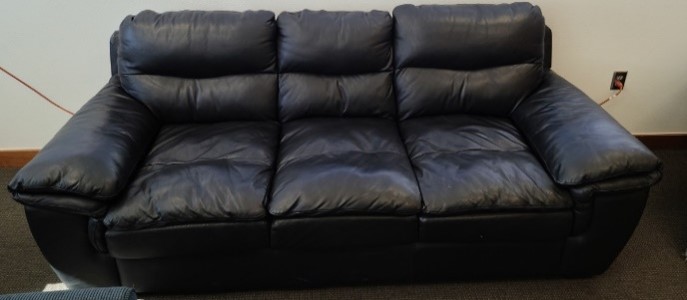 Black Leather 3-Seat Sofa