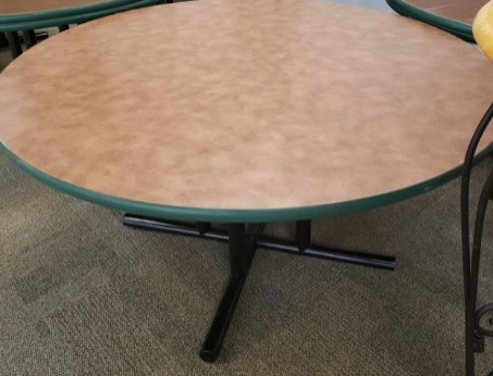 Round Wood Surface Table With Black Metal Lets (54W)