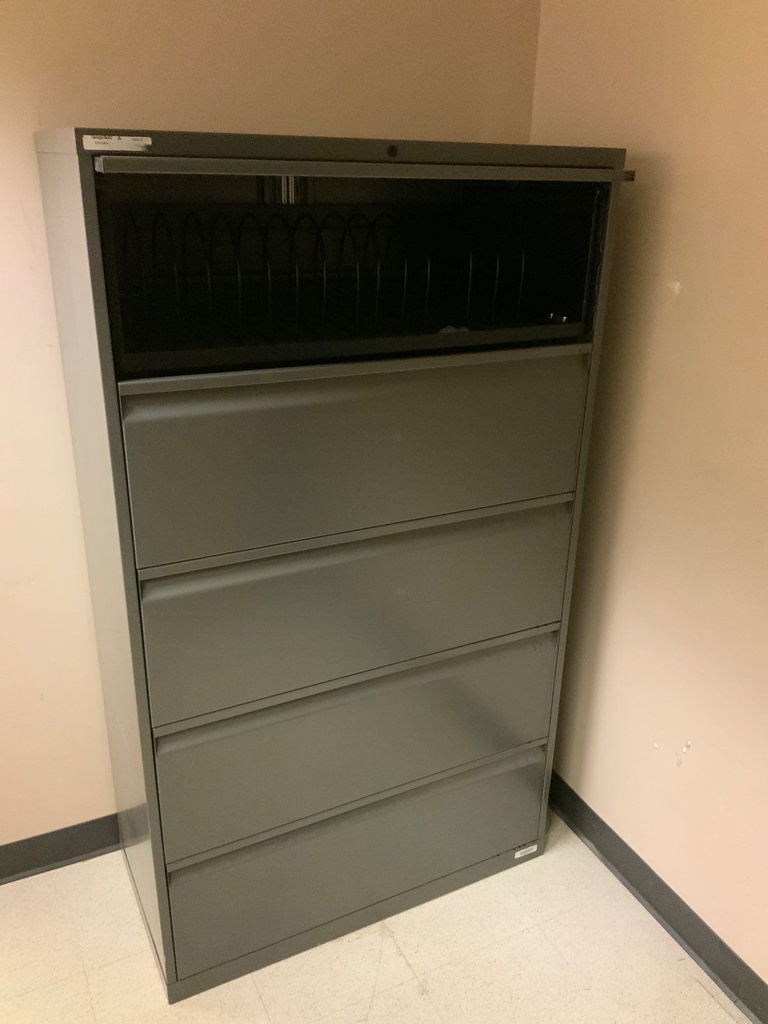 Lateral File, 42W, 5-Drawer, Dark Grey