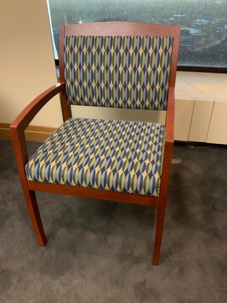 Guest Chair, Wood, Upholstered Seat and Back, with Arms