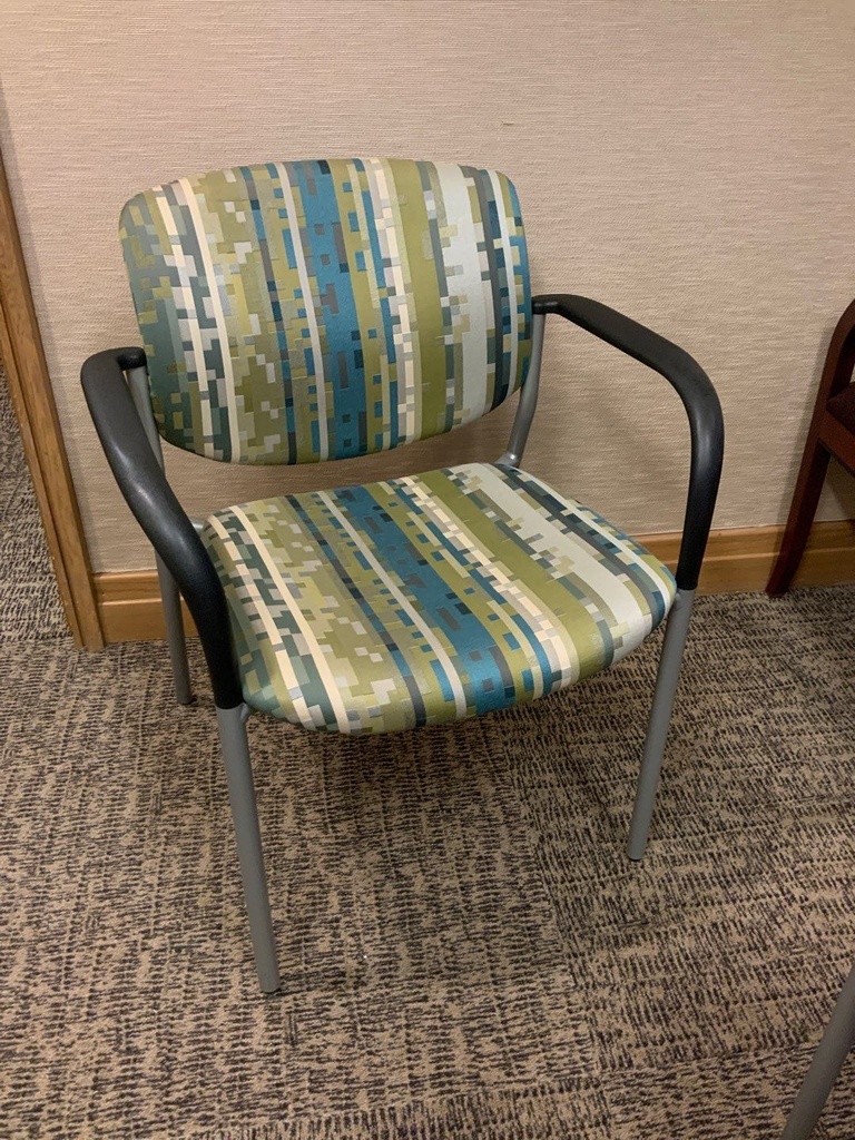 Guest Chair, Wood, Upholstered Seat and Back, with Arms