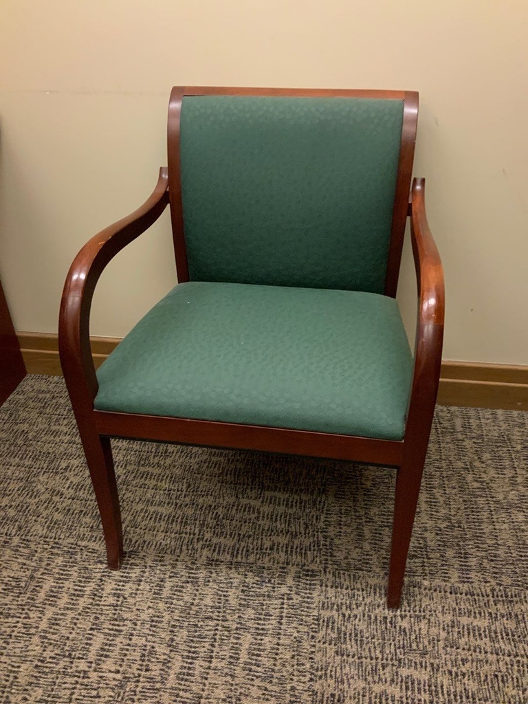 Guest Chair, Wood, Upholstered Seat and Back, with Arms