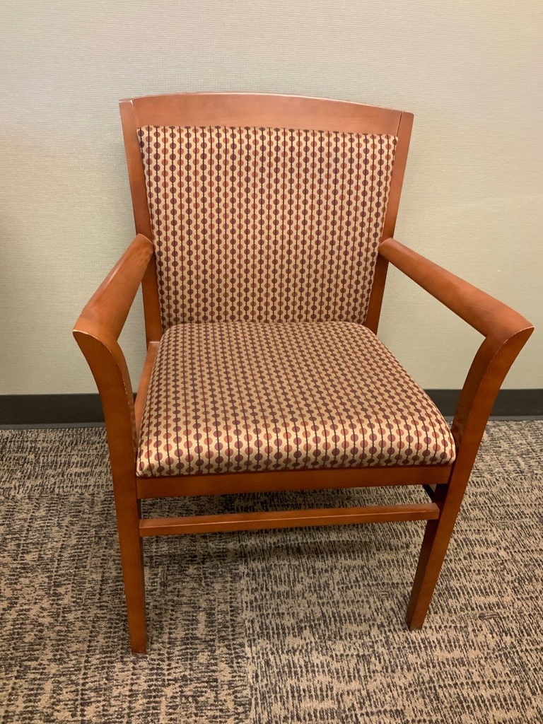 Guest Chair, Wood, Upholstered Seat and Back, with Arms