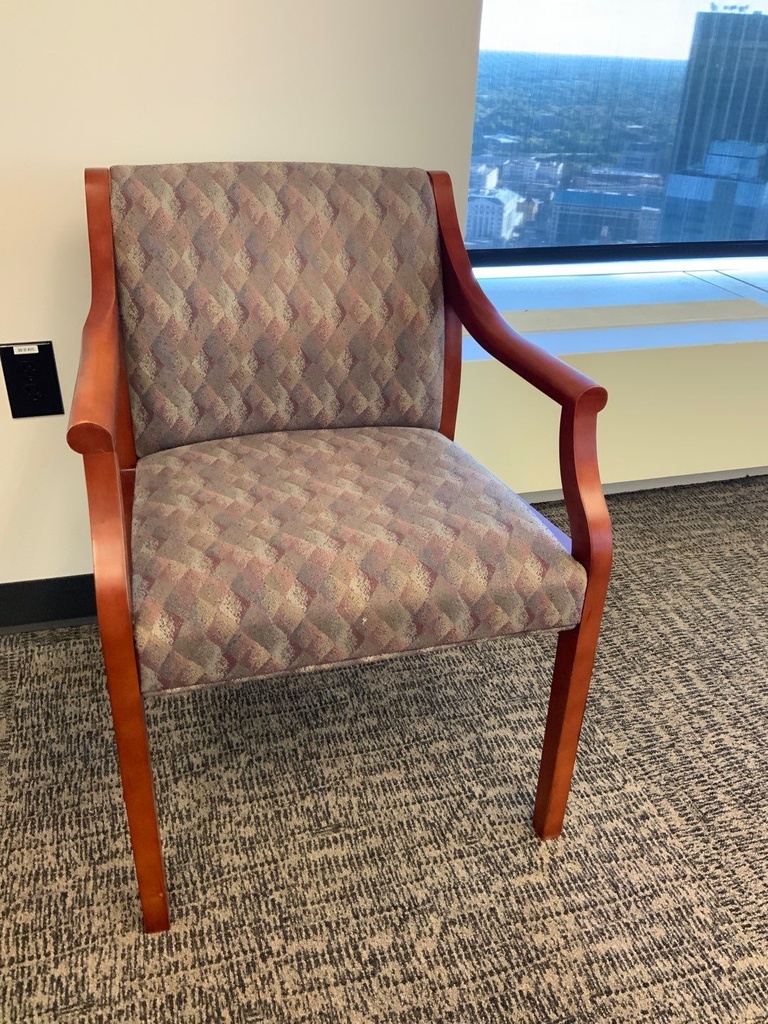 Guest Chair, Wood, Upholstered Seat and Back, with Arms