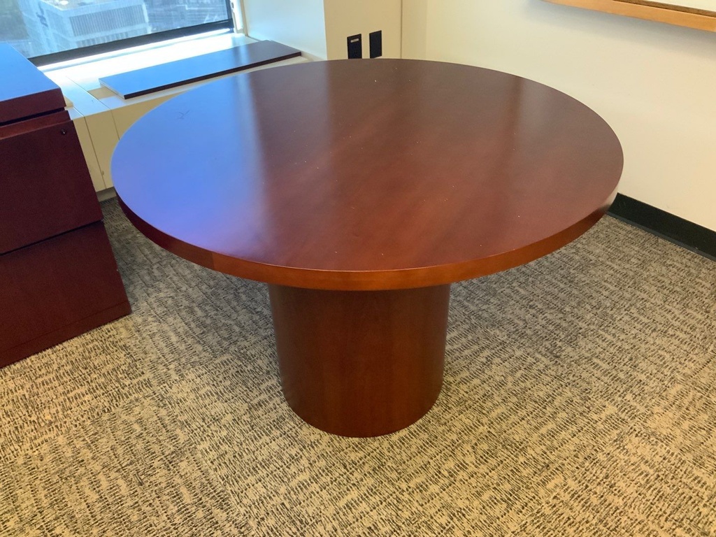 Conference Table, 48"R, Contemporary, Wood Veneer, Cylinder Base
Matches Executive Desking Groups