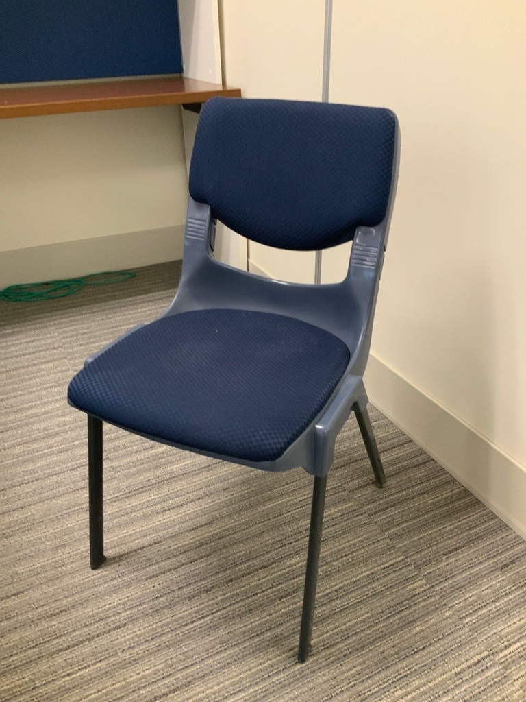 Stack Chair, Grey Poly Shell, Padded Seat, Black Legs