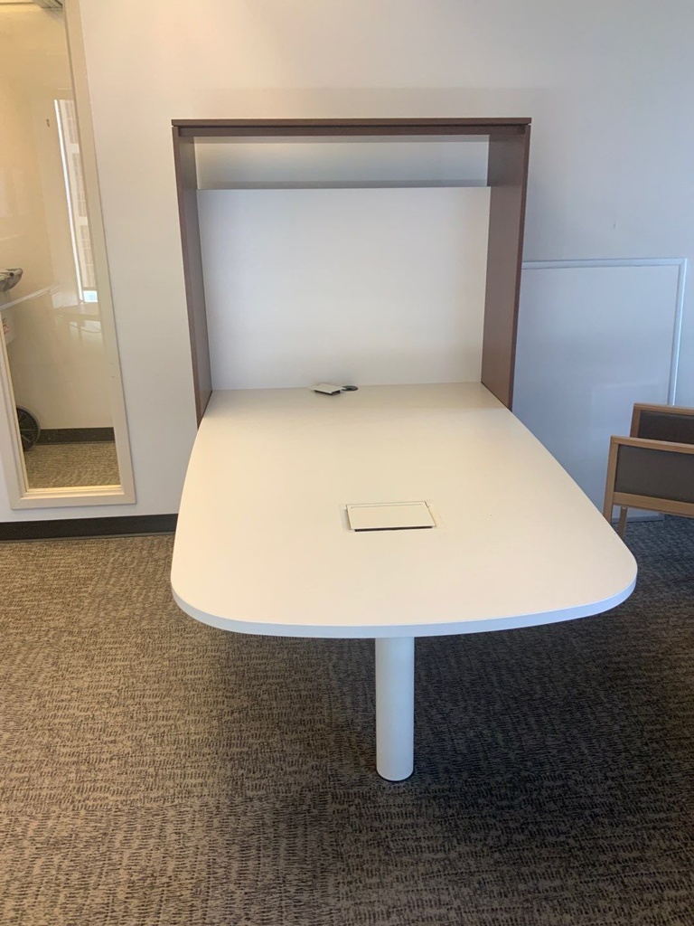 Herman Miller Canvas Group, Conference Huddle Table, Trapezoid, 36x78x48 w/ Conference Video Shell