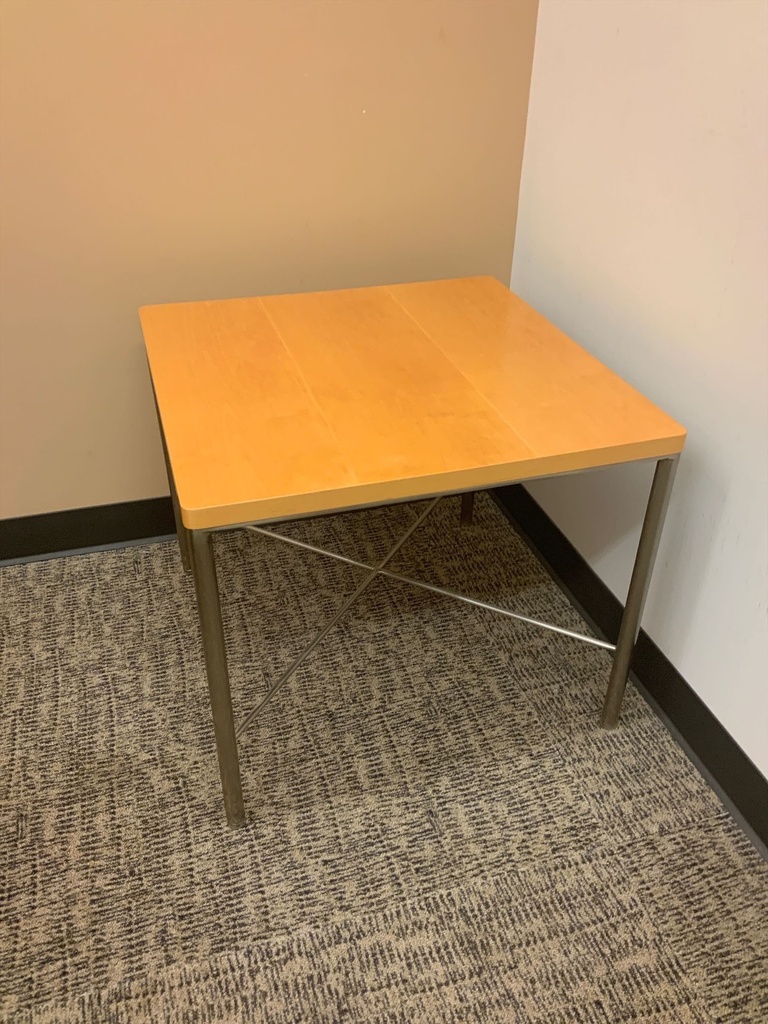 End Table, Contemporary w/ Polished Steel Leg Base