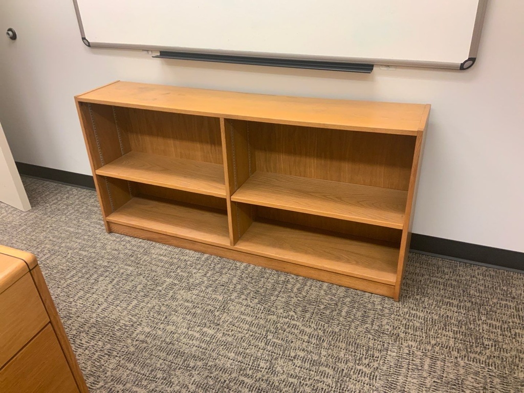 Bookcases, Wood Veneer, Medium Oak Finish, 60W x 30H