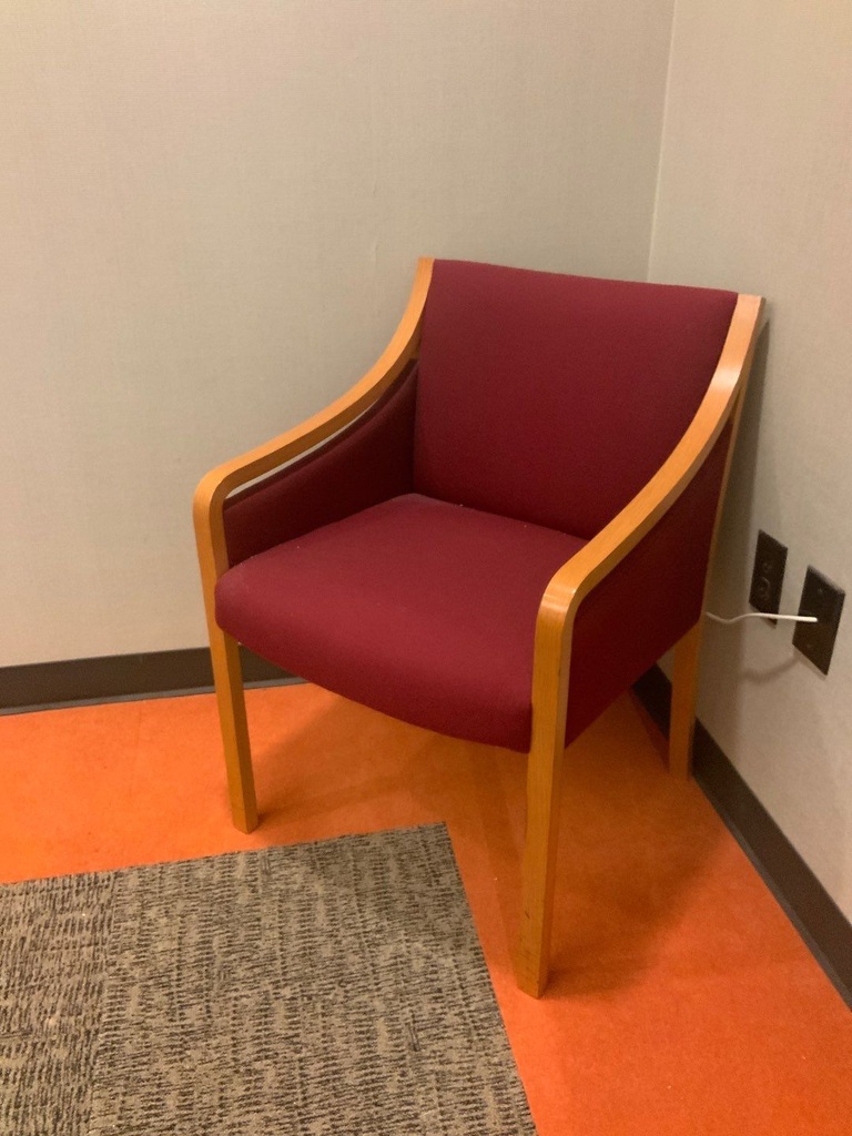 Guest Chair, Wood, Upholstered Seat and Back, with Arms