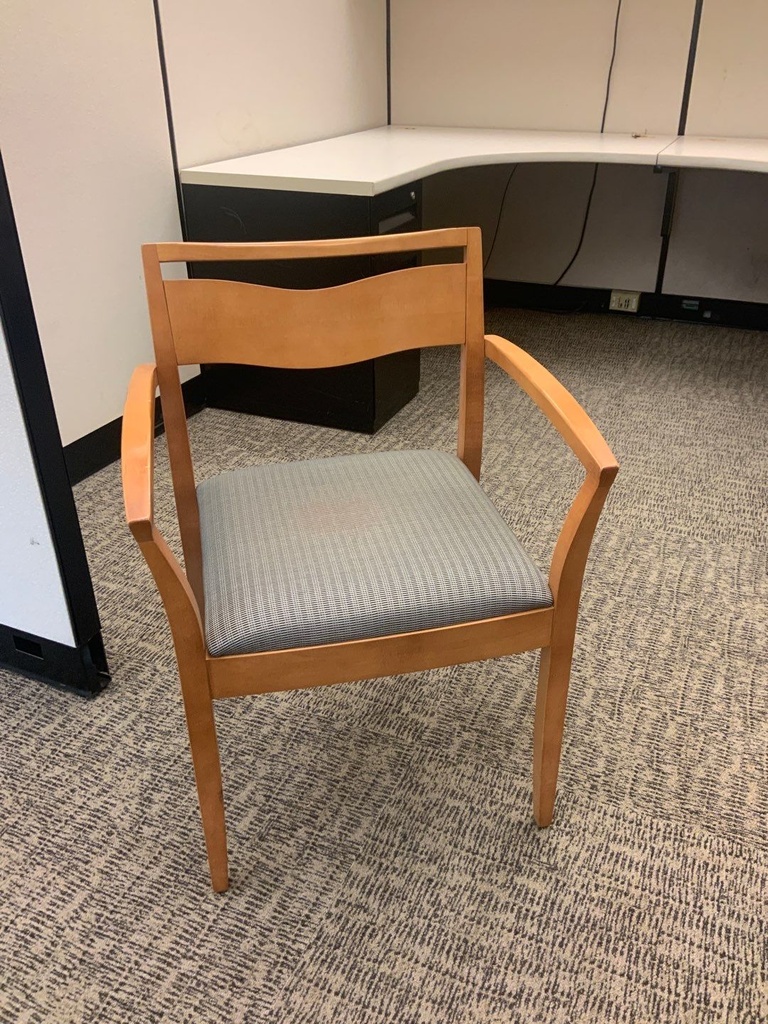 Guest Chair, Wood, Upholstered Seat, Wood Back, with Arms