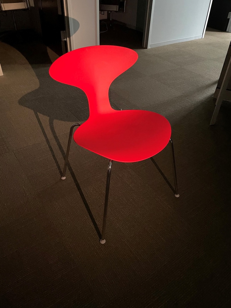 Red Stacking Chair with Metal Legs