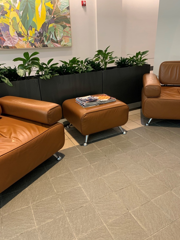 Small Leather Ottoman - Tan