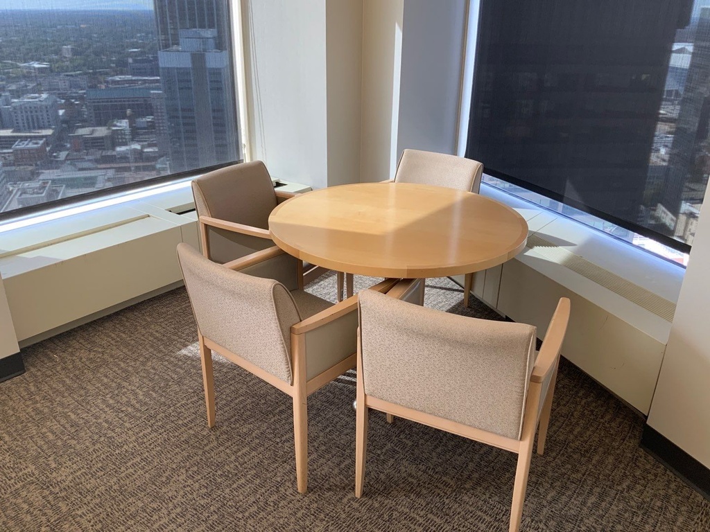 42"Dia. Geiger Conference Table w/ Satin Nickel Alloy "X" Base