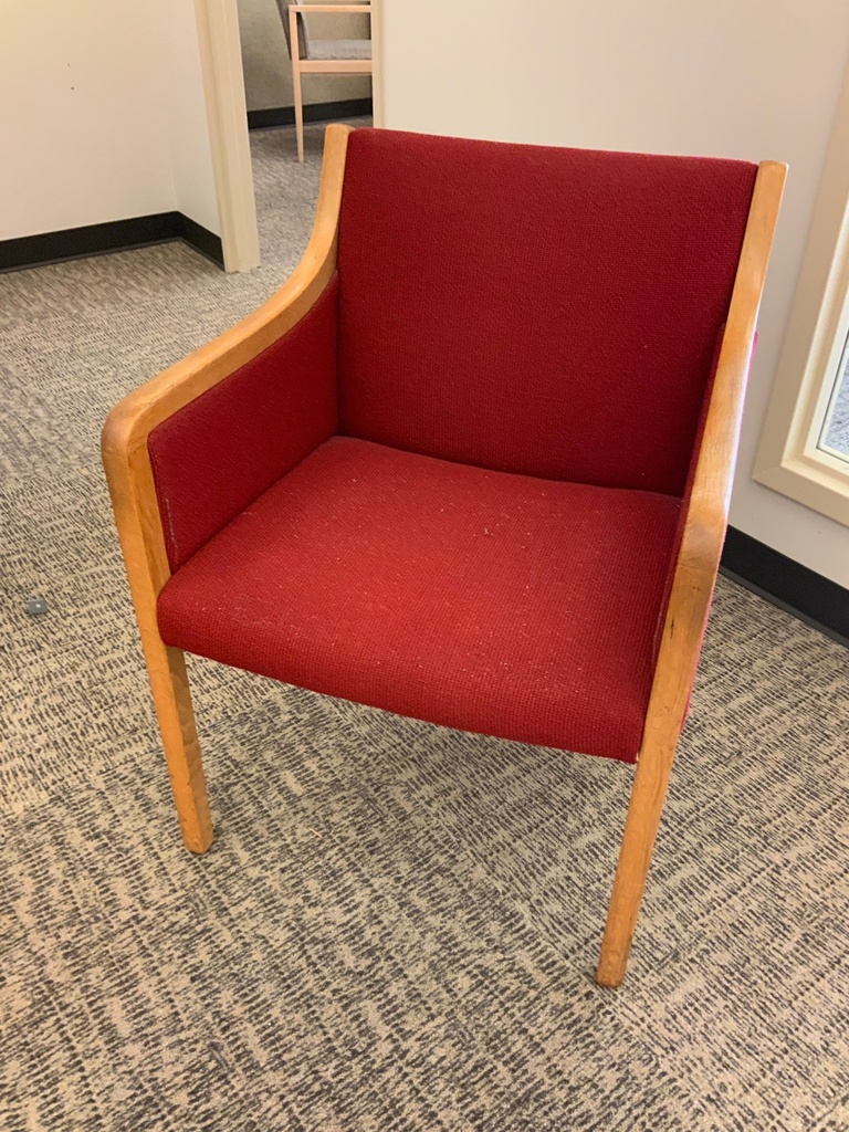 Guest Chair, Wood, Upholstered Seat and Back, with Arms