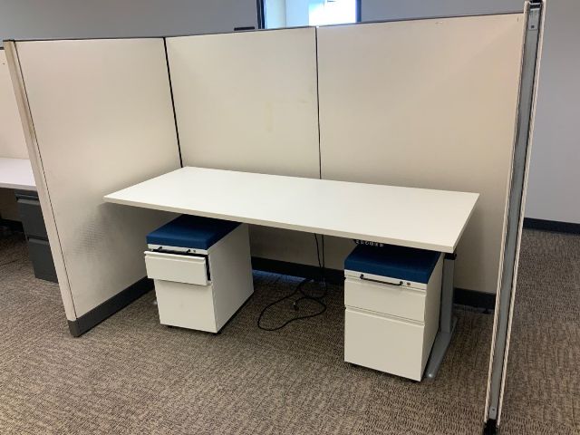 HAT, 29x76, White Laminate Top, Grey Powered HA Bases