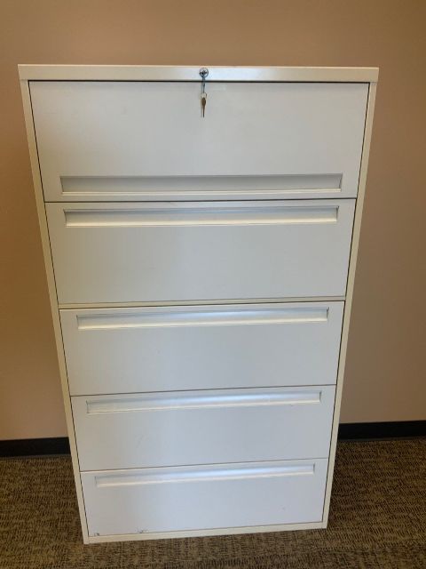 36"W 5-Drawer Lateral File, Putty