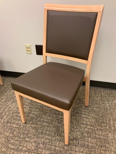 Hospitality - Church Stack Chair, Wood Frame, Upholstered Set and Back
