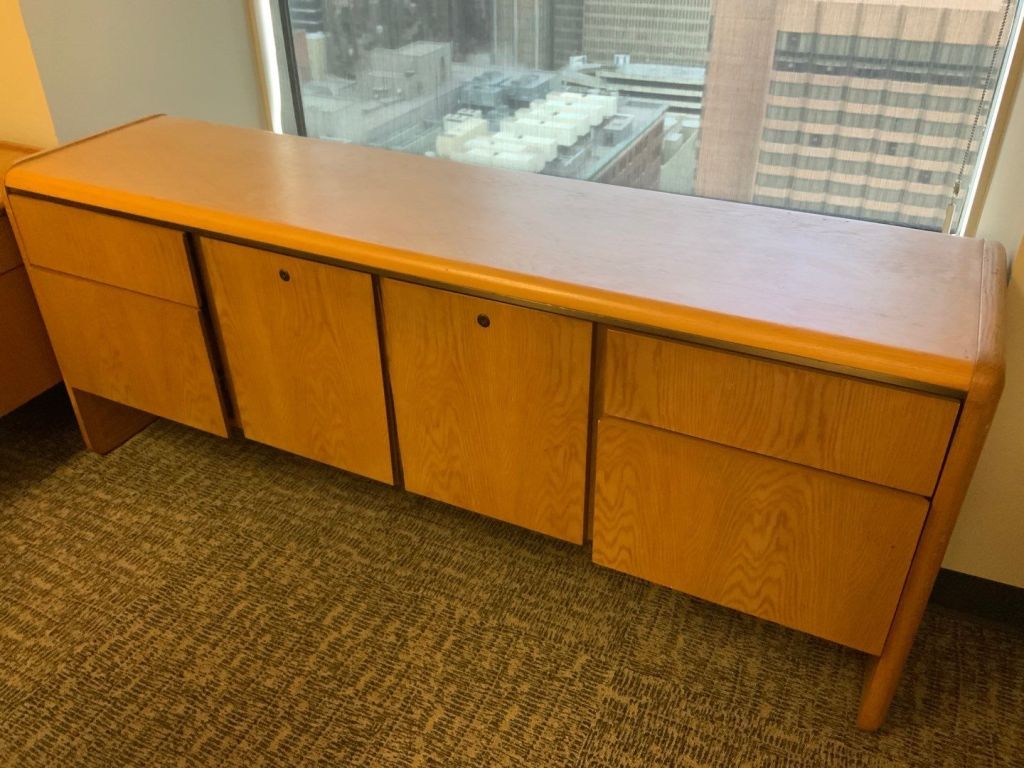 Credenza,Storage, BF Left &amp; Right w/ 2 Doors, 8-Way Radius Edge Detail