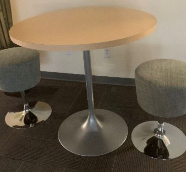 Table, round, brown/silver