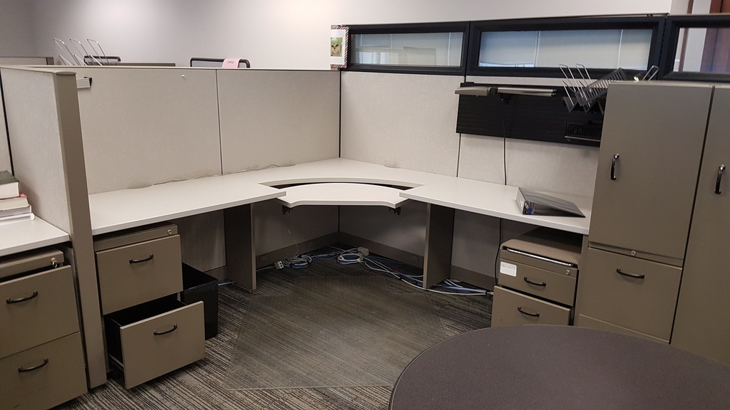 Complete Workstation High - 1 BF, 1 FF, wood, metal and fabric