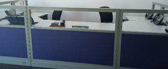 Dividing screen, blue fabric | Biombo, tela azul